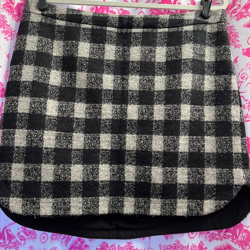 Madewell size 12 checkered wool mini skirt
